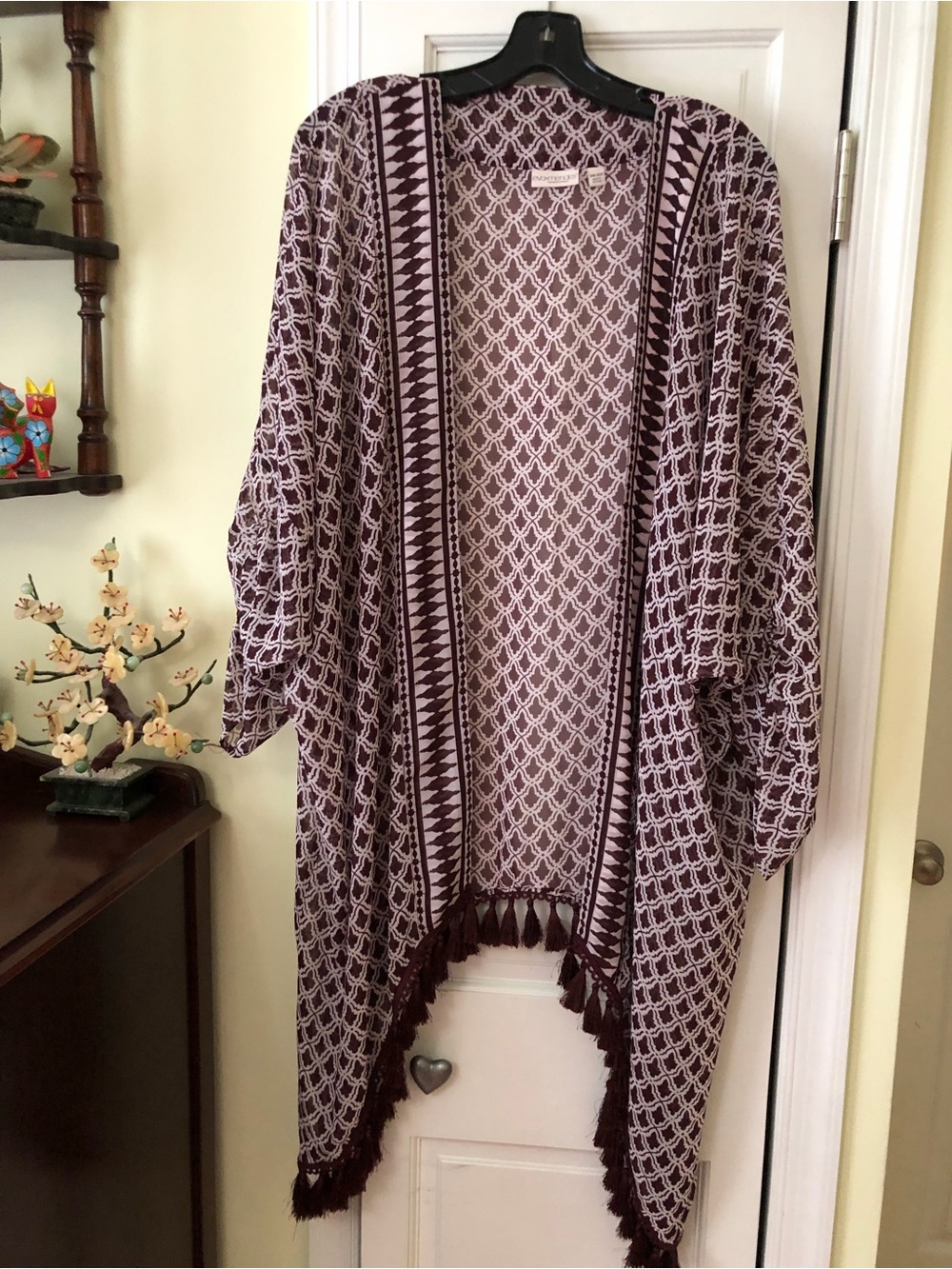 eva mendes for New York & Company Purple and Light Lavender Tassel-Trim Kimono